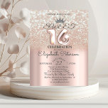 Invitation Tiara, Rose Gold Sweet 16 Parties scintillant Boke<br><div class="desc">Parties scintillant en argent tiara sur parties scintillant bokeh ombre Sweet 16 anniversaire invitation fête.</div>