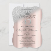 Invitation Tiara, Rose Gold Sweet 40e Parties scintillant Bok (Devant)
