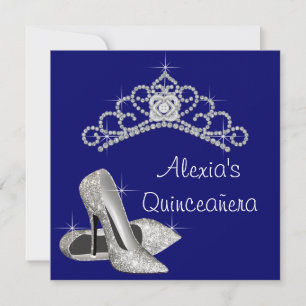 Invitation Tiara Royal Blue Quinceanera