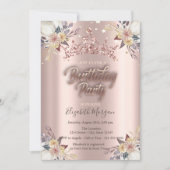 Invitation Tiara Stars Fleurs Rose Gold Anniversaire (Devant)