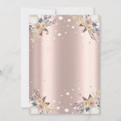 Invitation Tiara Stars Fleurs Rose Gold Anniversaire (Dos)