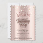 Invitation Tiara Stars Rose Gold fête d'anniversaire (Devant)