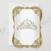 Invitation Tiara White Gold Pearl Damask Anniversaire Party 2 (Dos)