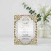 Invitation Tiara White Gold Pearl Lace Damask Anniversaire (Debout devant)
