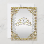 Invitation Tiara White Gold Pearl Lace Damask Anniversaire (Dos)