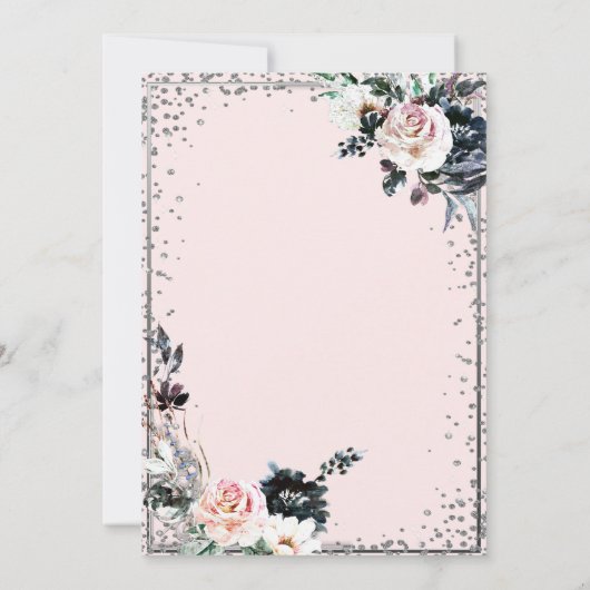 Invitation Tiare d'argent, Frame de diamant Fleurs blanches (Dos)