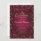 Invitation Tiare Or Chic, Diamants Bourgogne Quinceañera (Devant)