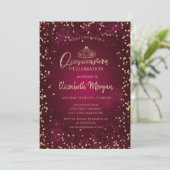 Invitation Tiare Or Chic, Diamants Bourgogne Quinceañera (Debout devant)