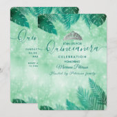 Invitation Tiare verte feuille tropicale été Quinceañera (Devant / Derrière)