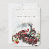 Invitation Ticket Anniversaire du train de Noël Vintage (Devant)