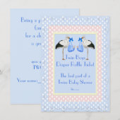 Invitation Ticket Baby shower de couches jumelles (Devant / Derrière)