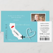 Ticket BoardingPass Wedding Destination de Califor