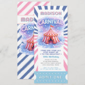 Invitation Ticket d'anniversaire de Carnaval des Filles Admet (Devant / Derrière)