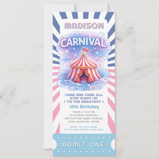 Invitation Ticket d'anniversaire de Carnaval des Filles Admet (Devant)