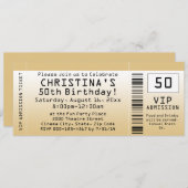 Invitation Ticket d'anniversaire personnalisé Soft Gold (Devant / Derrière)