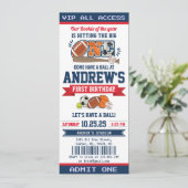 Invitation Ticket d'anniversaire personnel All Star Sport (Debout devant)