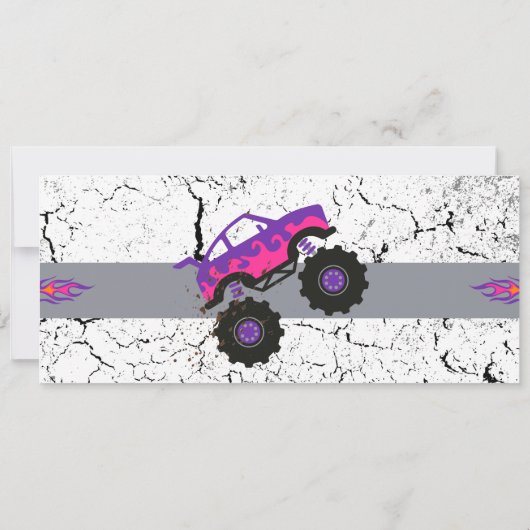 Invitation Ticket d'anniversaire pour camion monstre pour fil (Dos)