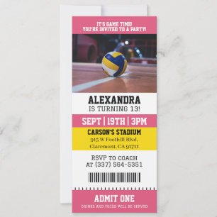 Invitation Ticket d'anniversaire pour un match de volley-ball