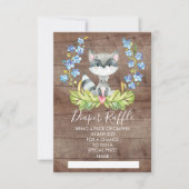 Invitation Ticket de Baby shower de lessive de bois Raccoon (Devant)