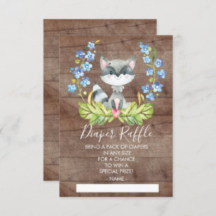 Invitation Ticket de Baby shower de lessive de bois Raccoon