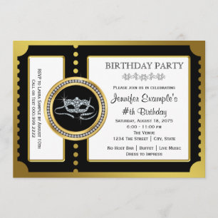 Invitation Ticket de bal masqué