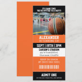 Invitation Ticket de Basketball pour un Anniversaire (Devant / Derrière)