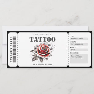 Invitation Ticket de certificat cadeau de tatouage personnali