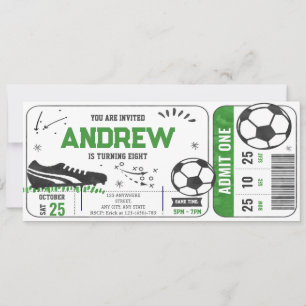 Invitation Ticket de fête d'anniversaire de football moderne 