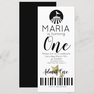 Invitation Ticket de fête d'anniversaire pour le premier anni