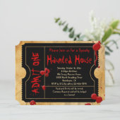 Invitation Ticket de fête de la maison hantée effrayante (Debout devant)