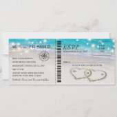 Invitation Ticket de mariage à coeur de plage tropical avec R (Devant)