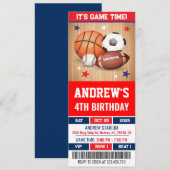 Invitation Ticket de sport toutes étoiles personnalisé Annive (Devant / Derrière)