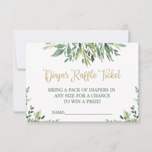 Invitation Ticket de tombola de couche - Feuillage vert - Feu (Devant)