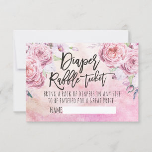 Invitation Ticket de tombola de couche pour Baby Shower Fleur