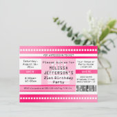 Invitation Ticket d'entrée de fête d'anniversaire Hot Rose pe (Debout devant)