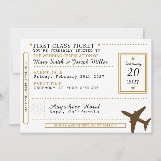 Invitation Ticket Noir & Or Destination Dream (Devant)