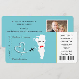 Invitation Ticket Pass Mariage Destination Gibraltar