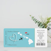 Invitation Ticket Pass Mariage Destination Hawaii (Debout devant)