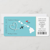 Invitation Ticket Pass Mariage Destination Hawaii (Devant)