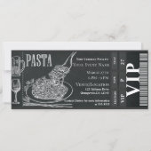 Invitation Ticket pour dîner VIP au repas de pâtes et de vin (Devant)