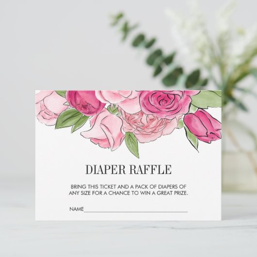 Invitation Ticket Rose  Déchets d'Aquarelle rose (Debout devant)