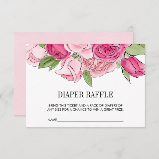 Invitation Ticket Rose  Déchets d'Aquarelle rose (Devant / Derrière)
