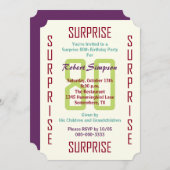 Invitation Ticket surprise 80e fête d'anniversaire 80 (Devant / Derrière)