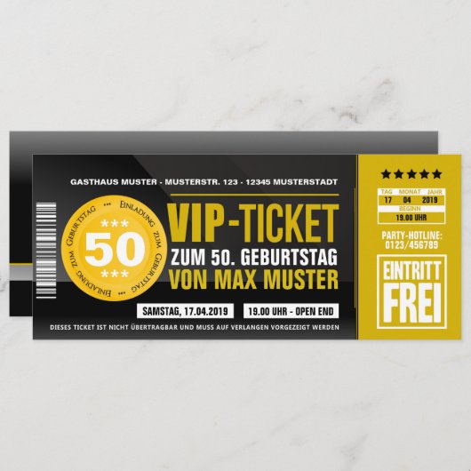 INVITATION TICKET VIP (Devant / Derrière)