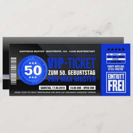 INVITATION TICKET VIP (Devant / Derrière)