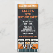 Invitation Ticket VIP pour une fête d'anniversaire de basketb (Devant)