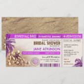 Invitation tickets d'embarquement violets pour Fête des marié (Devant / Derrière)