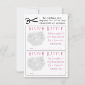 Invitation Tickets Raffle pour fille à couche rose gris (Devant)