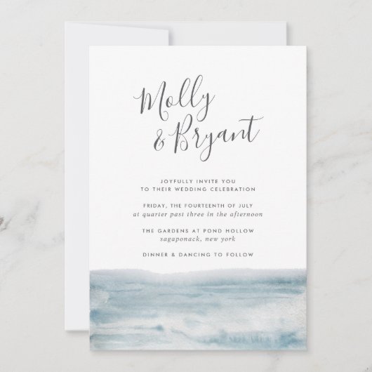 Invitation Tide faible | Mariage d'aquarelle côtière (Devant)