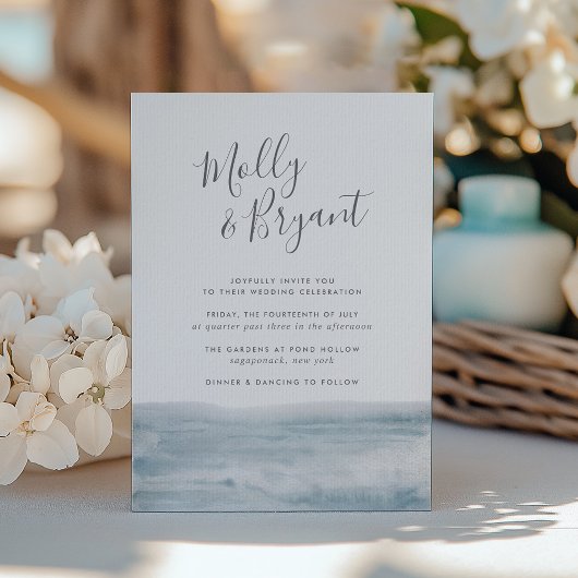 Invitation Tide faible | Mariage d'aquarelle côtière